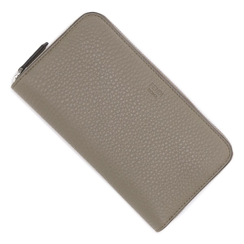 Fendi Beige Zip Around Long Wallet Coin Purse